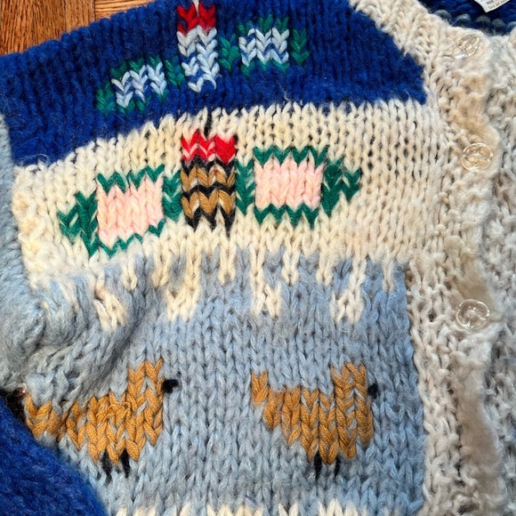 Vintage Grazia Hand Chunky Knit Wool Blend Sweater Cardigan - Picture 3 of 12